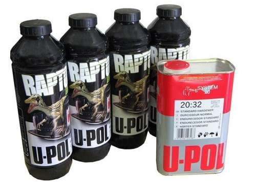 Защитное покрытие U-POL RLВ/S4 RAPTOR повыш. прочн. черное 4шт.х750мл (в к-те с отверд 1л) фото в интернет магазине 