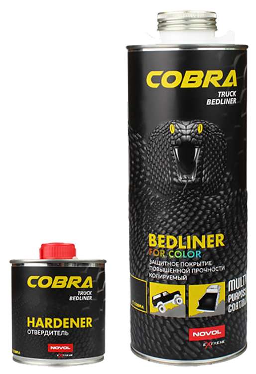 Защитное покрытие повышенной прочности Novol COBRA Truck Bedliner колеруемое 0,6л+0,2л фото в интернет магазине 