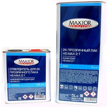Лак MAXTOR 3520 MAX 2К CLEAR COAT HS 2:1 5л +отверд HD3510 2,5л фото в интернет магазине 