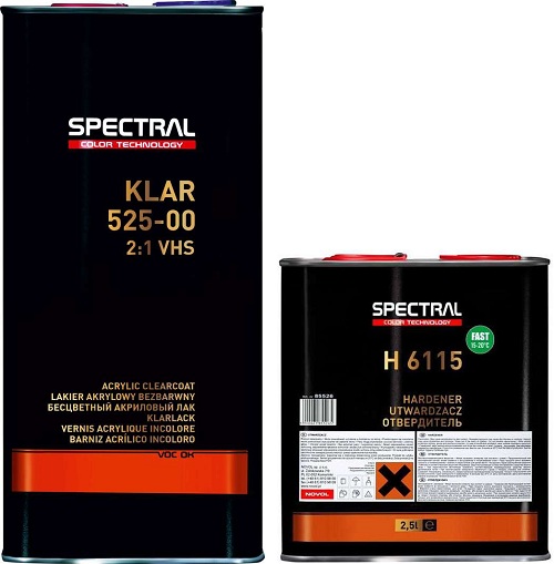 Лак SPECTRAL KLAR 525 VHS 2:1 акриловый бесцветный 5л +отвердитель Н6115 быстрый 2,5л фото в интернет магазине 