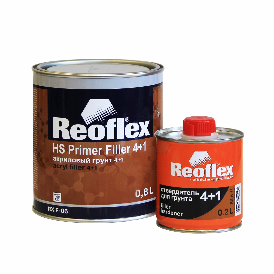 4+1 Грунт 2К Reoflex выравнивающий красный 0,8 +отв 0,2л фото в интернет магазине 