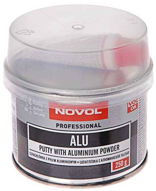 Шпатлевка Novol ALU с алюминьевой пылью п/э 0,25кг фото в интернет магазине 