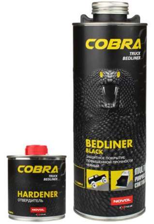 Защитное покрытие повышенной прочности Novol COBRA Truck Bedliner черное 0,6л+0,2л фото в интернет магазине 