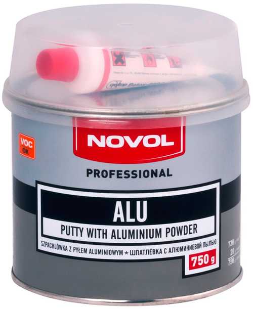 Шпатлевка Novol ALU с алюминьевой пылью п/э 0,75кг фото в интернет магазине 